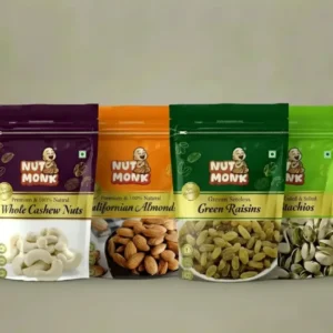 Nutmonk Premium Nuts & Dry Fruit Combo Packets (Californian Almonds 250g Raisins 250g Irani Pista 200g & Whole Cashew 200g) 900g